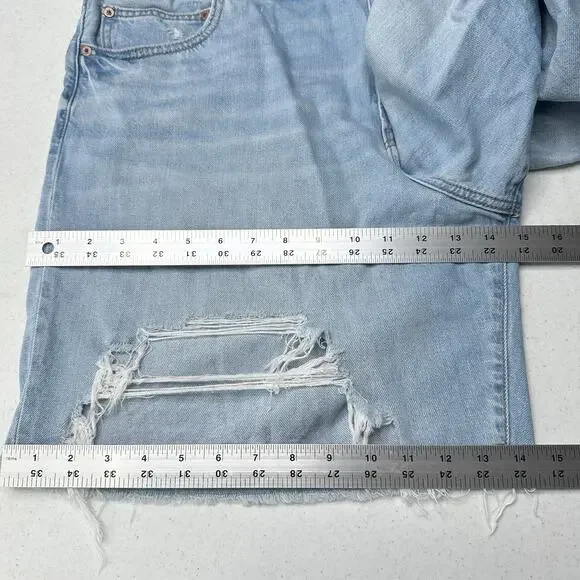 American Eagle Shorts 20 90s Boyfriend Bermuda Blue Denim Distressed Grunge - Picture 6 of 9